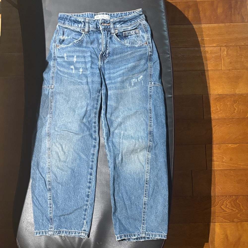 Zara Kids Blue Denim Barrel Jeans